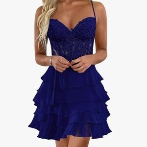 Short Tiered Spaghetti Strap Corset HOCO / Prom Dress